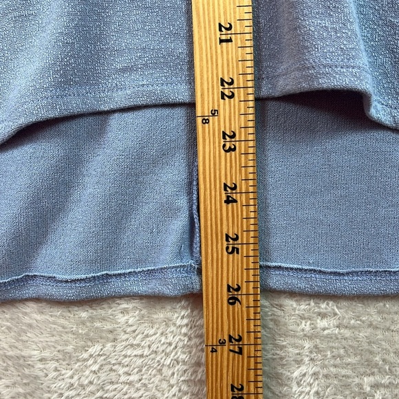 Charlotte Avery Knit Top Size S Blue Short Dolman Sleeves Relaxed Fit V Neck - Picture 6 of 7